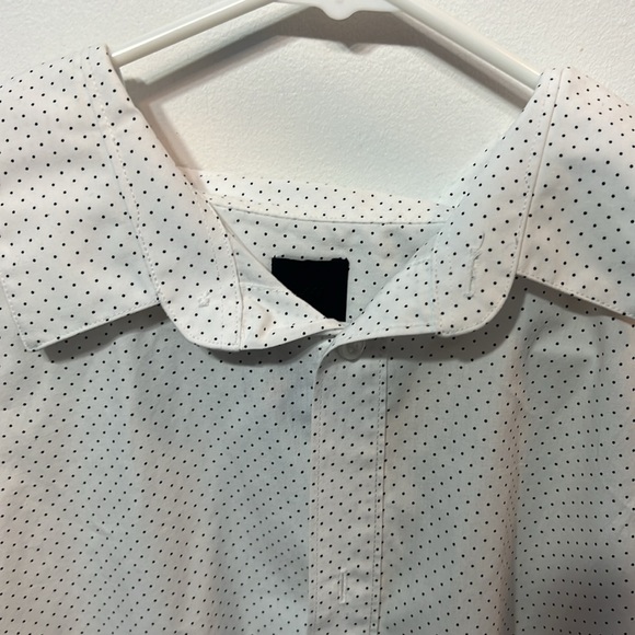 MENS WHITE DRESS SHIRT WITH SMALL BLACK DOTS - Picture 5 of 7